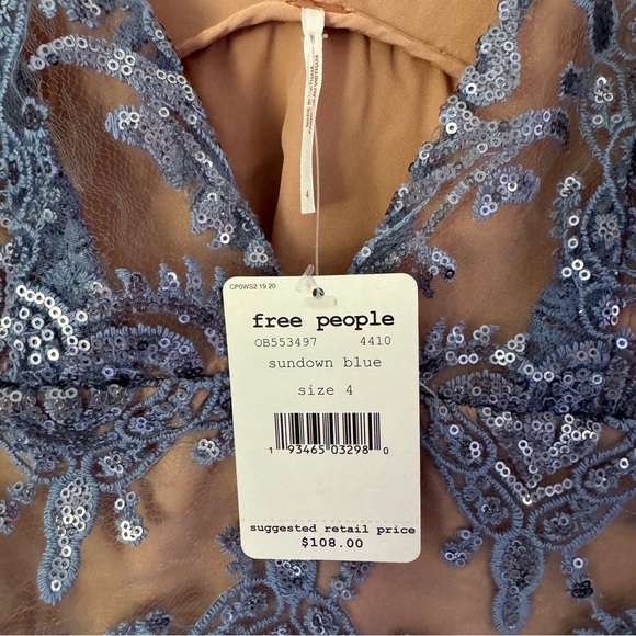 Free People Blue & Nude Sequin Mini Dress - Picture 10 of 16